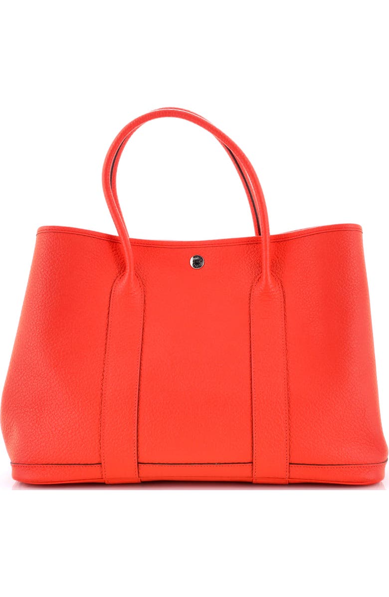 Pre-Owned Hermes Garden Party Tote Leather with Printed Interior 36, Main, color, Orange Poppy