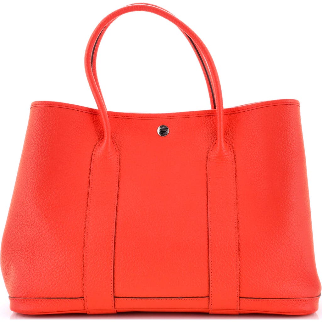 Pre-owned Hermes Hermes Garden Party Tote Leather With Printed Interior 36 In Orange