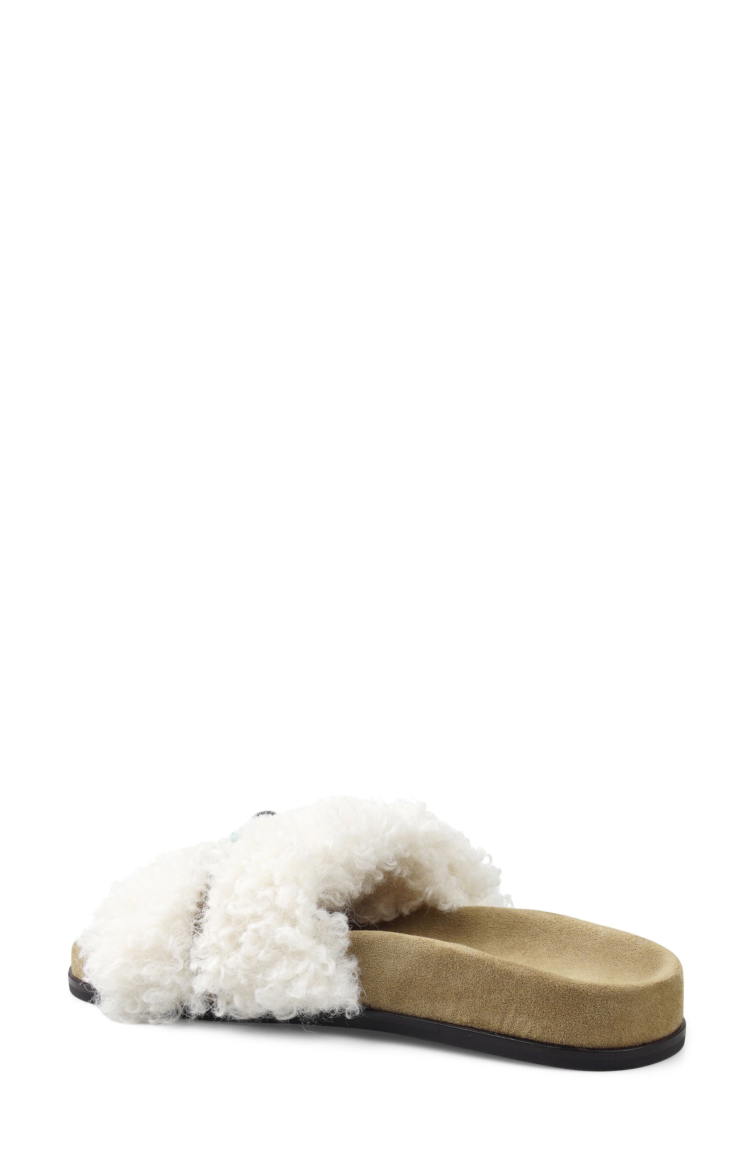 Bishop Faux Fur Slide Sandal, Alternate, color, NATURAL