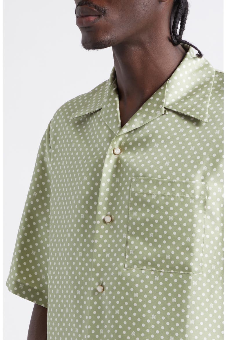 MA Polka Dot Silk Camp Shirt, Alternate, color, GREEN TEA ARCHIVED