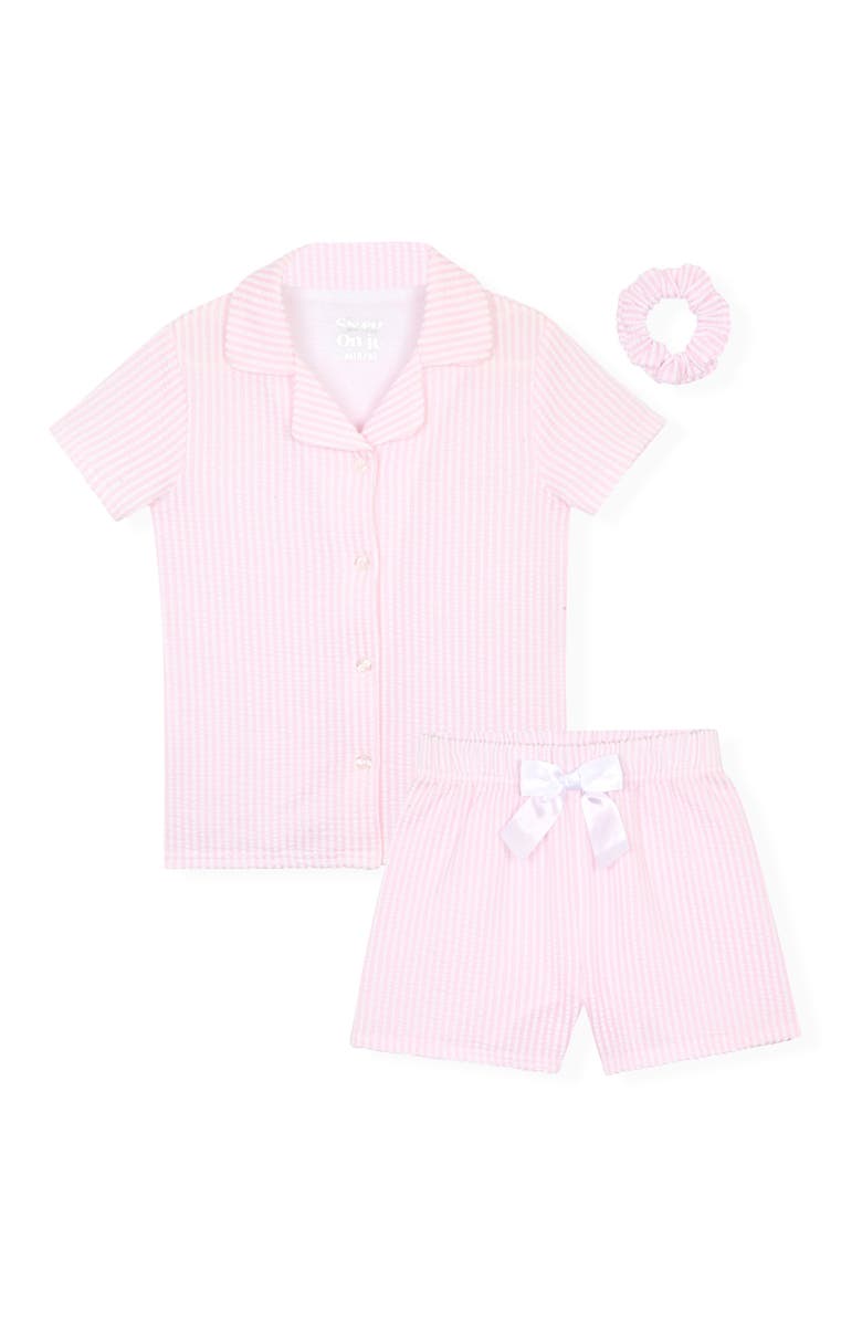 SLEEP ON IT Kids' Two-Piece Short Pajamas & Scrunchie Set, Main, color, Pink