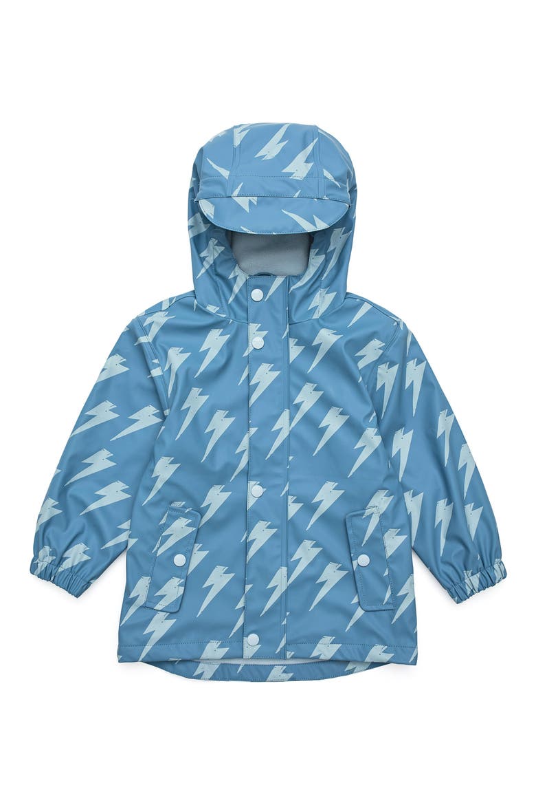 Kids' Lightning Bolt Waterproof Raincoat, Main, color, BLUE