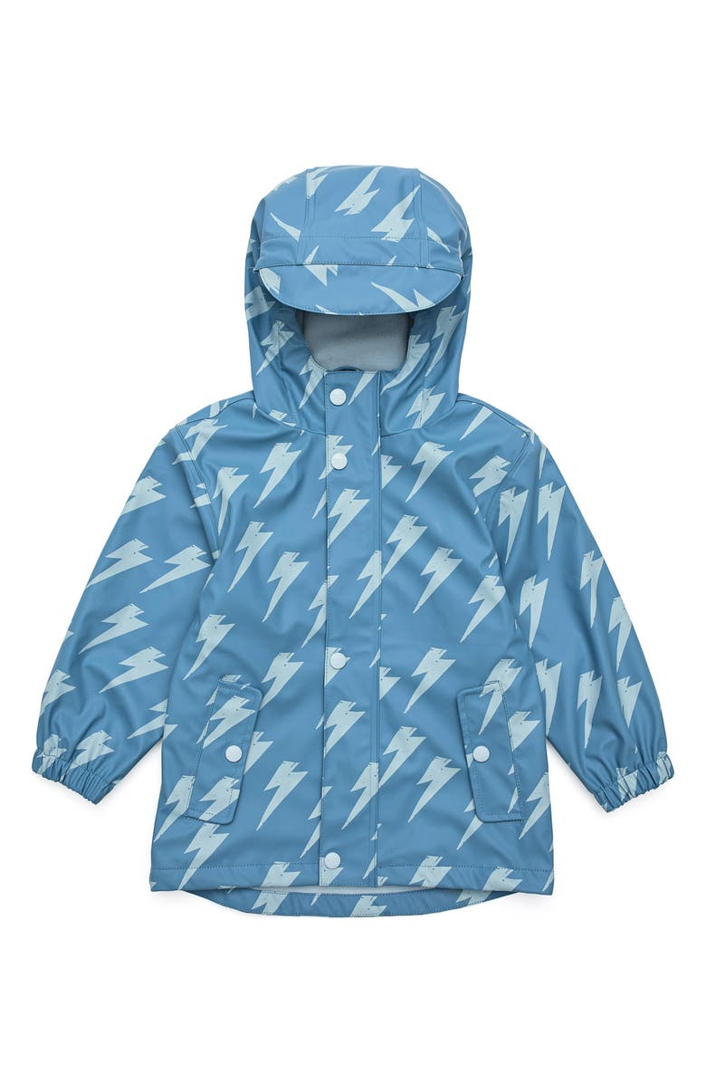 Snapper Rock Kids' Lightning Bolt Waterproof Raincoat, Main, color, Blue