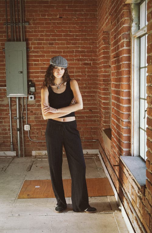 Brixton Cotton Pointelle Drawstring Pants In Black