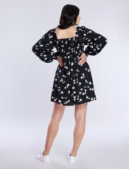 MOTHERHOOD MATERNITY MOTHERHOOD MATERNITY SMOCKED BABYDOLL LONG SLEEVE MINI DRESS