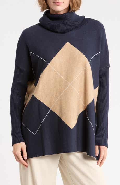 Detachable Cowl Exploded Argyle Sweater