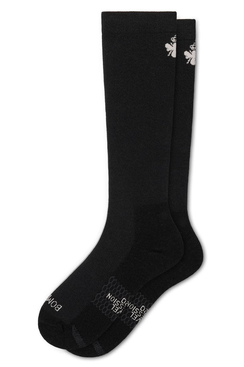 Merino Wool Blend Knee High Compression Socks, Main, color, BLACK