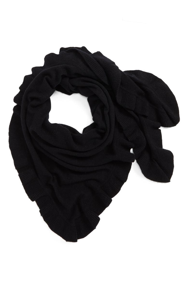 Nordstrom Cashmere Ruffle Triangle Wrap, Main, color,