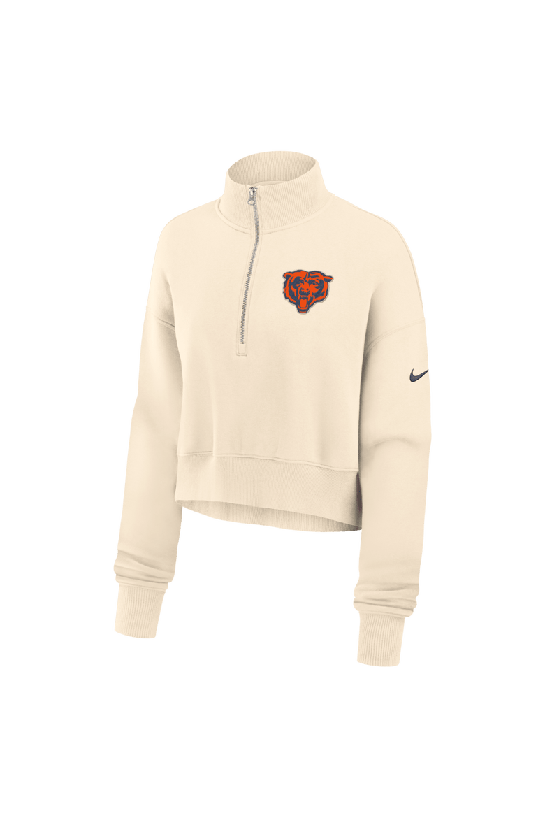 Women's Nike Cream Chicago Bears Legacy Phoenix Fleece Cropped Half-Zip Sweatshirt, Alternate, color, Cream