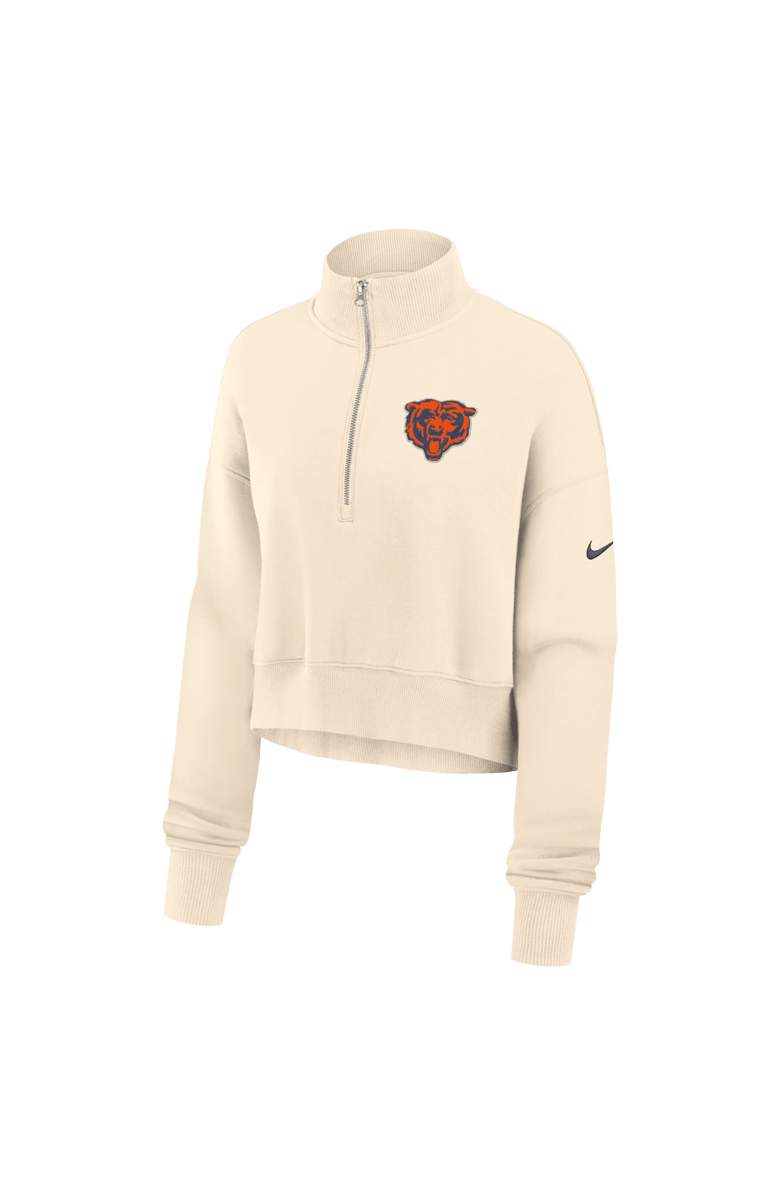 Nike Women's Nike Cream Chicago Bears Legacy Phoenix Fleece Cropped Half-Zip Sweatshirt, Alternate, color, Cream