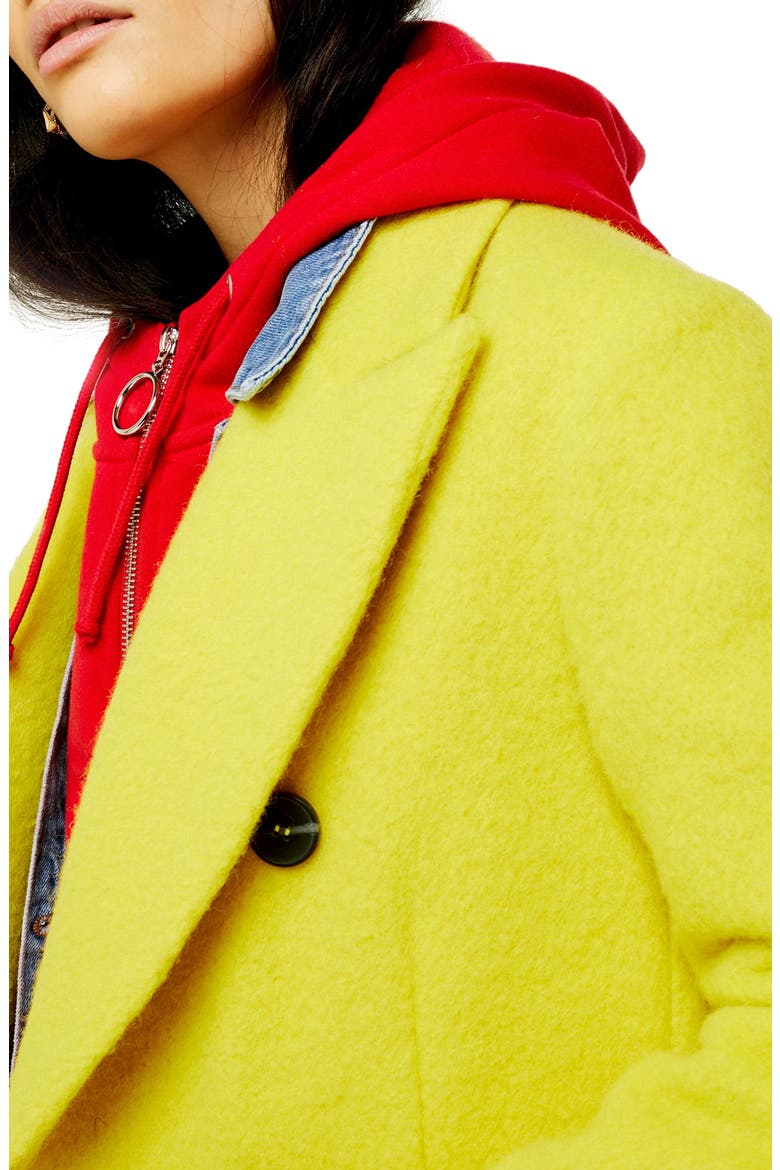 Toni Double Breasted Longline Coat, Alternate, color, YELLOW