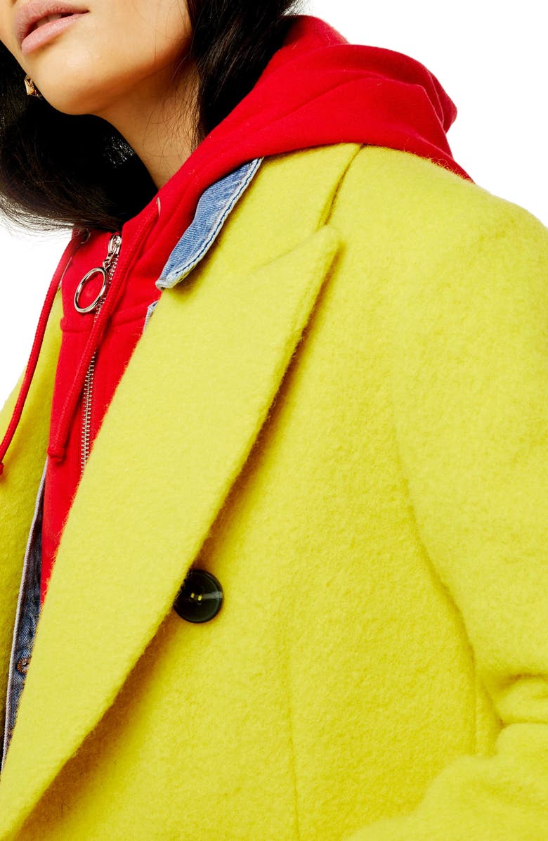 Topshop Toni Double Breasted Longline Coat, Alternate, color,