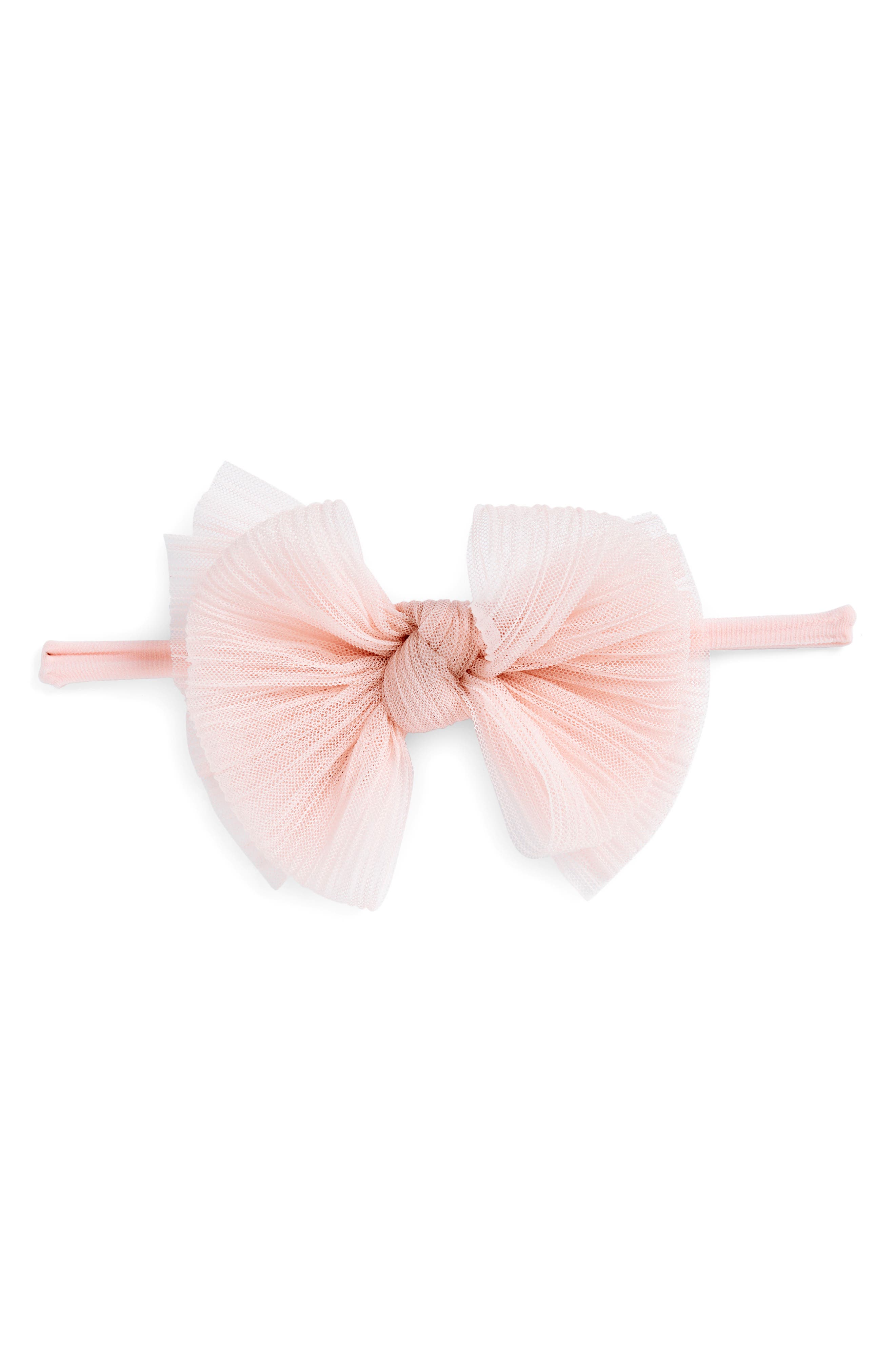 Baby Bling Tulle FAB Bow Headband in Pleated Rose Quartz 