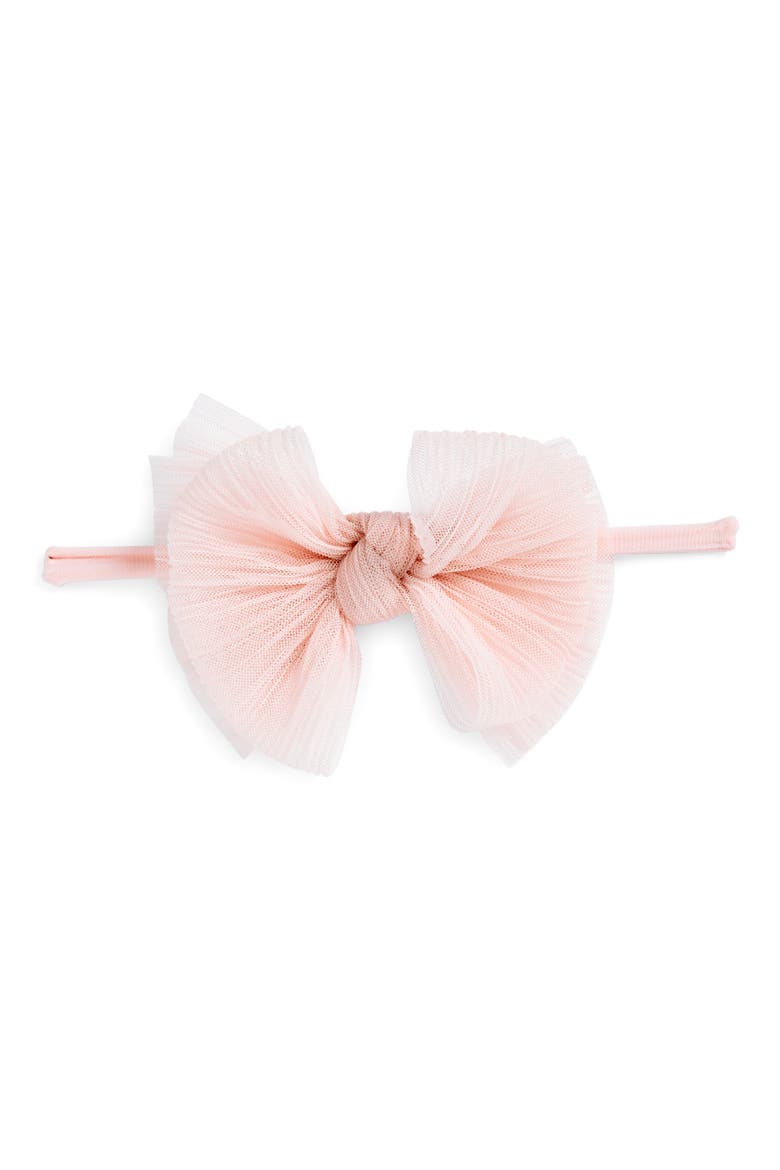 Tulle FAB Bow Headband, Main, color, PLEATED ROSE QUARTZ