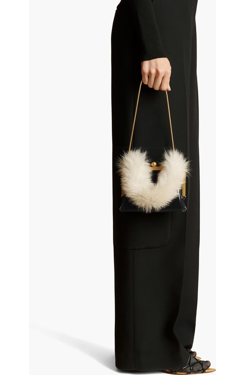 Khaite Small Lilith Patent Leather Handbag with Genuine Shearling Handle, Alternate, color,