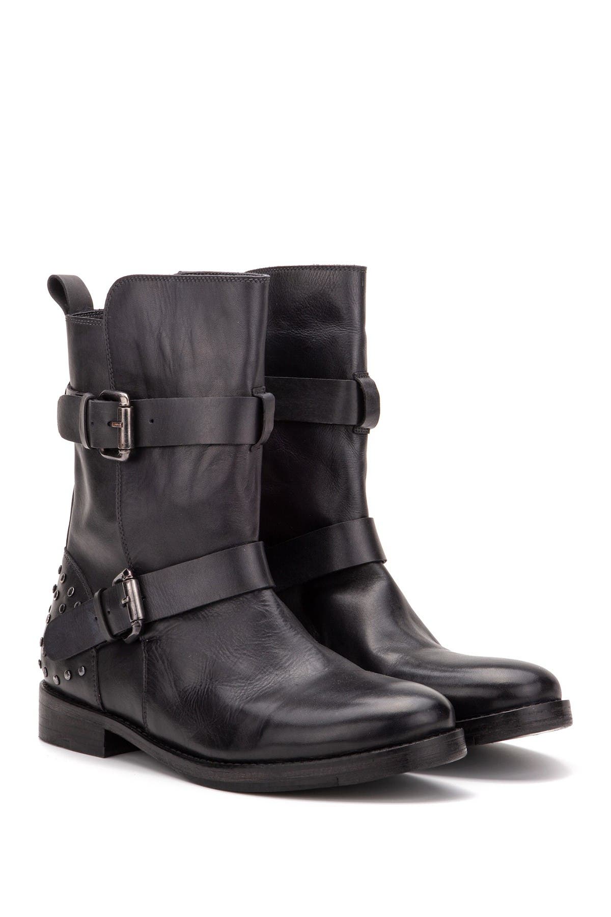 VINTAGE FOUNDRY Sherry Buckled Leather Boot, Alternate, color, Black