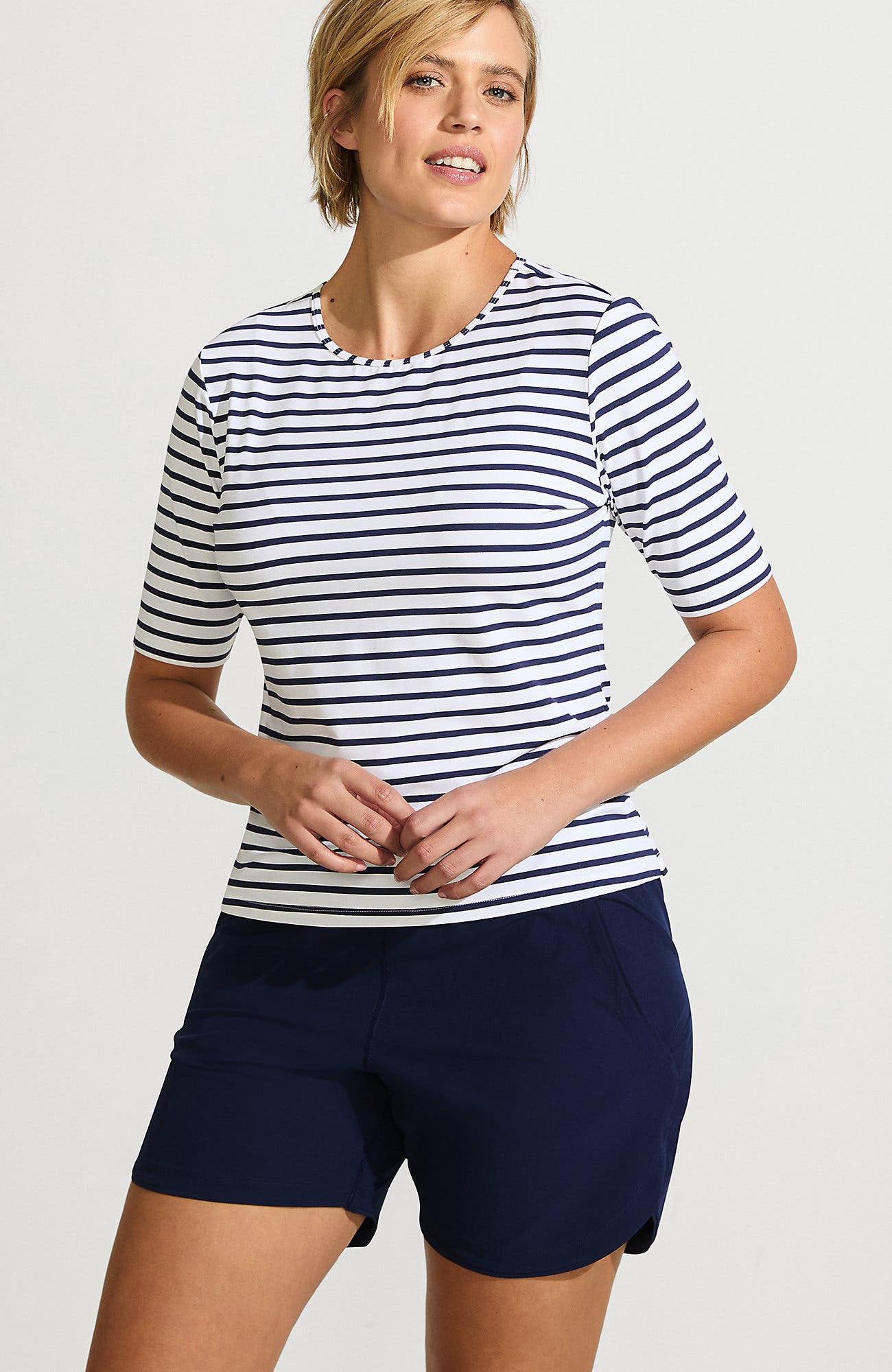 White/Deep Sea Stripe