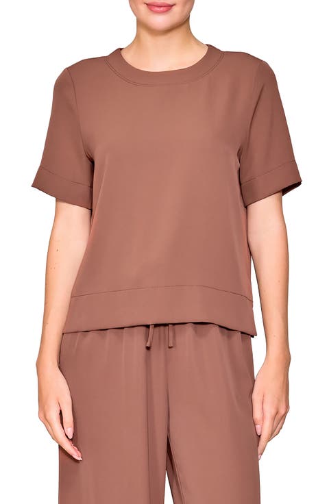Boxy Stretch Crepe T-Shirt