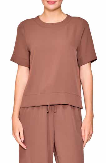 MELLODAY Boxy Stretch Crepe T-Shirt