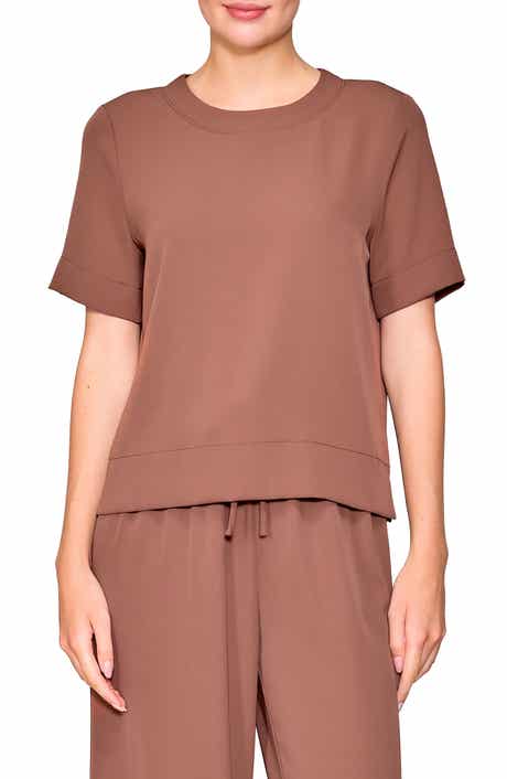 MELLODAY Boxy Stretch Crepe T-Shirt