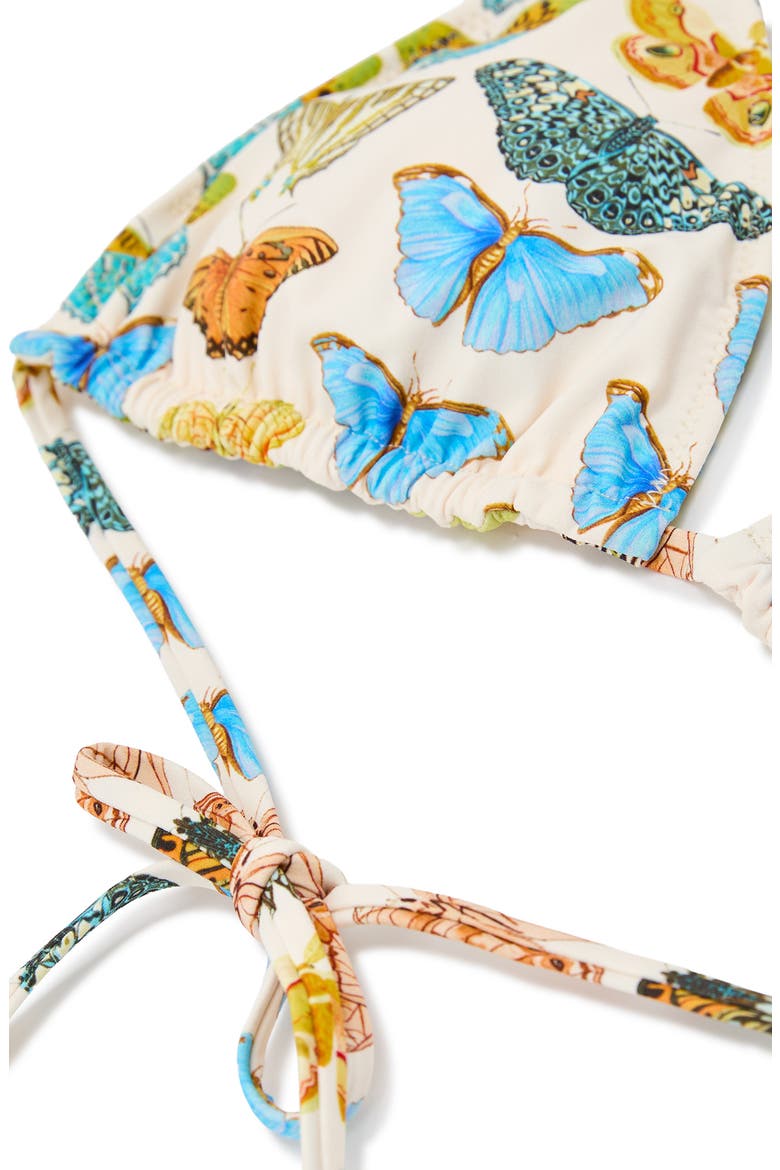 Thia Butterfly Triangle Bikini Top, Alternate, color, CREAM PRINT