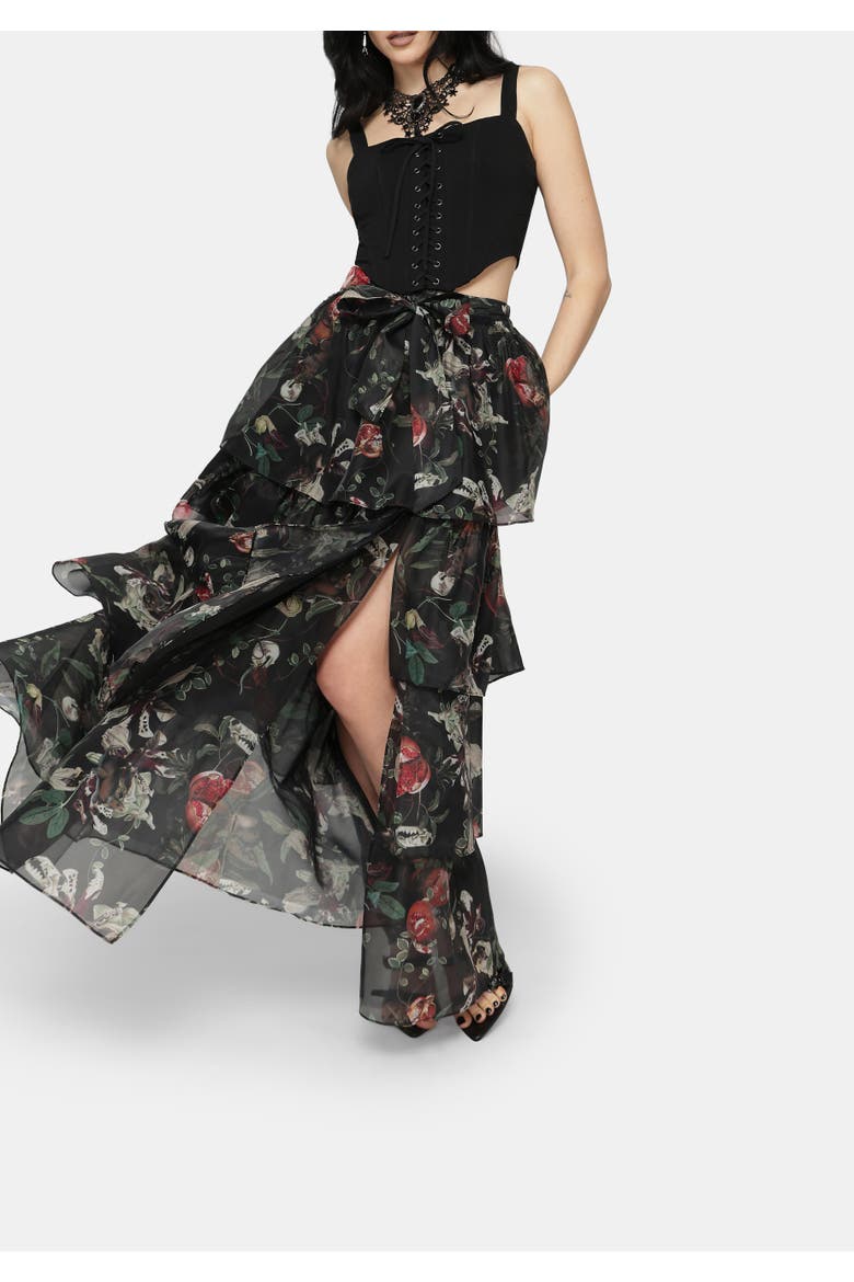 Anara Tiered Skirt, Alternate, color, Black