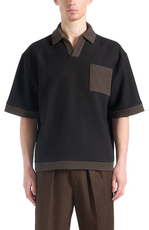 Brice Boxy Polo Shirt with Crochet Detail