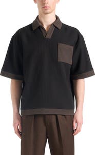 Manière De Voir Brice Boxy Polo Shirt with Crochet Detail