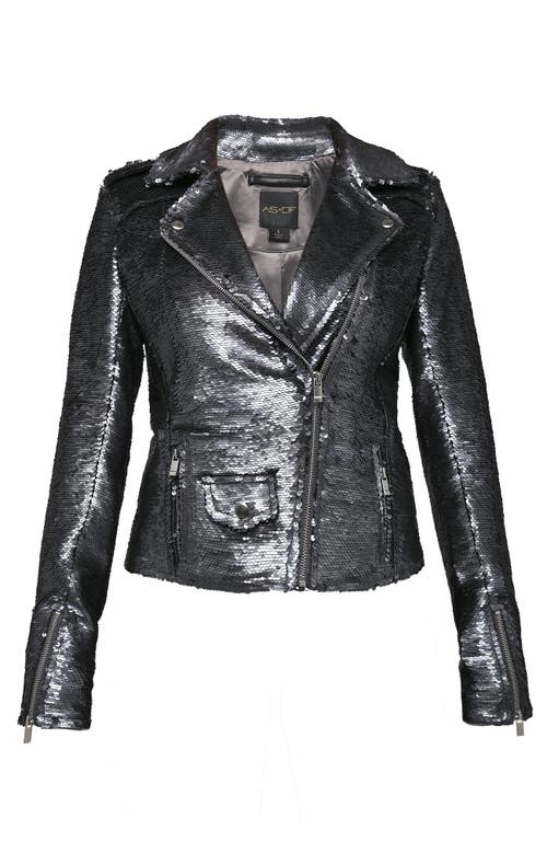 As By Df Lullaby Sequin Moto Jacket In Gunmetal Sequin