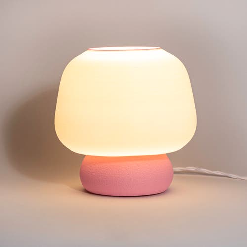 Jonathan Y Portobello Modern Classic Plant-based Led 3d Printed Mushroom Table Lamp, Dimmable In White/light Pink