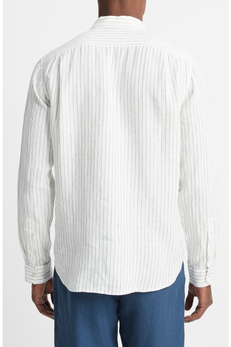 Bayside Stripe Linen Button-Up Shirt, Alternate, color, OPTIC WHITE/ DEEP INDIGO