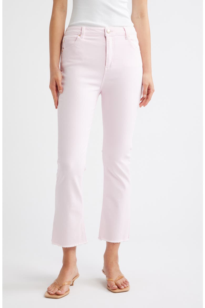 Raw Hem Flare Leg Jeans, Main, color, CHERRY BLOSSOM