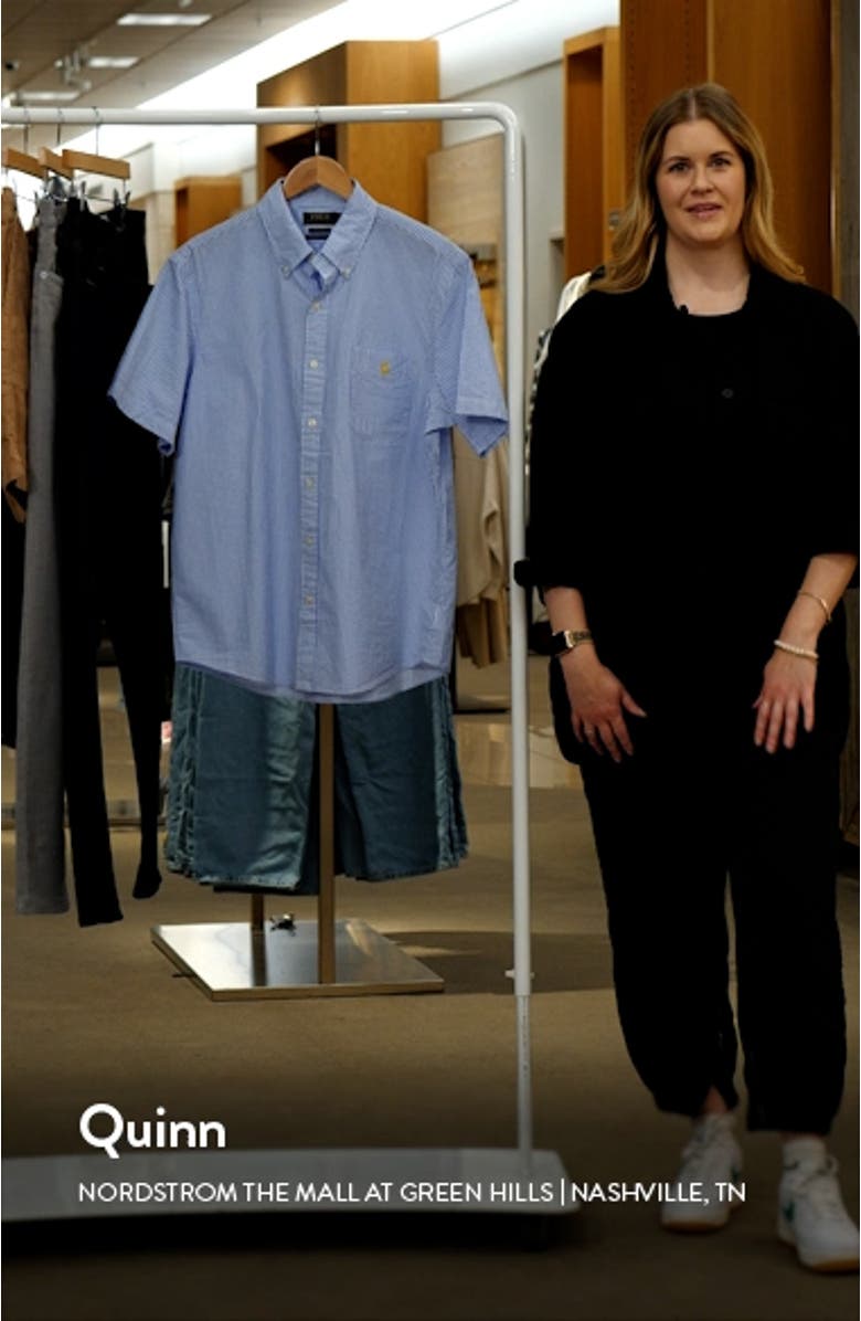 Prepster Classic Fit Stripe Short Sleeve Seersucker Button-Down Shirt, sales video thumbnail