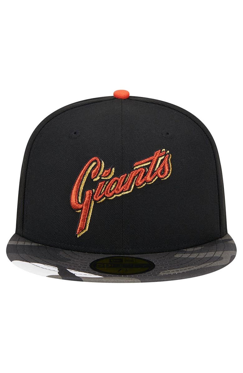 New Era Men's New Era Black San Francisco Giants Metallic Camo 59FIFTY Fitted Hat, Alternate, color, 
