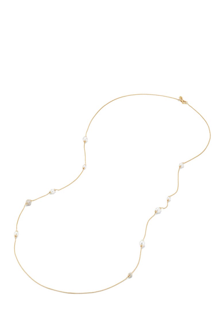 Solari Long Station Necklace with Pearls & Diamonds in 18K Yellow Gold, Alternate, color, YELLOW GOLD/ DIAMOND/ PEARL