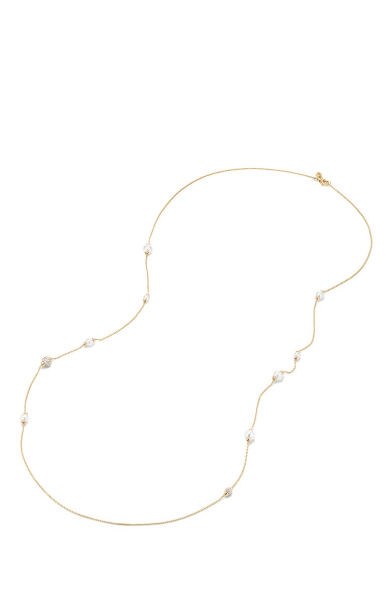 David Yurman Solari Long Station Necklace with Pearls & Diamonds in 18K Yellow Gold, Alternate, color, 