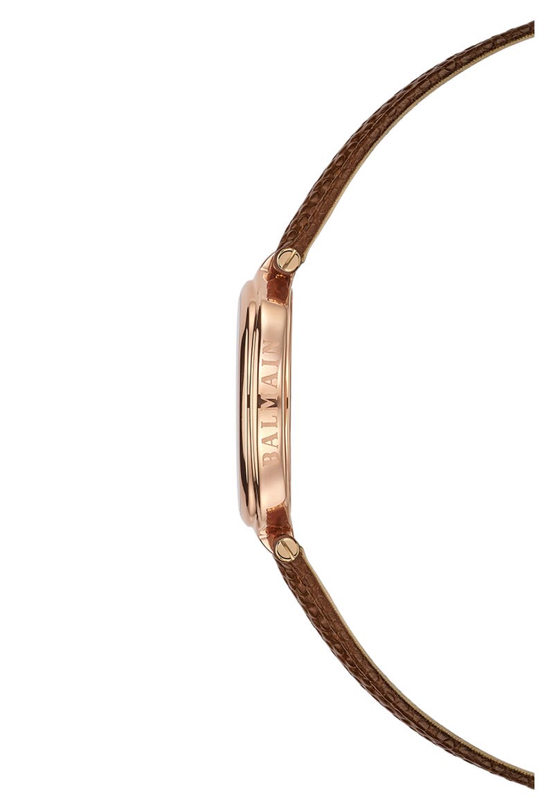 Haute Elegance Oval Leather Strap Watch, 26mm x 32mm, Alternate, color, YELLOW GOLD BROWN