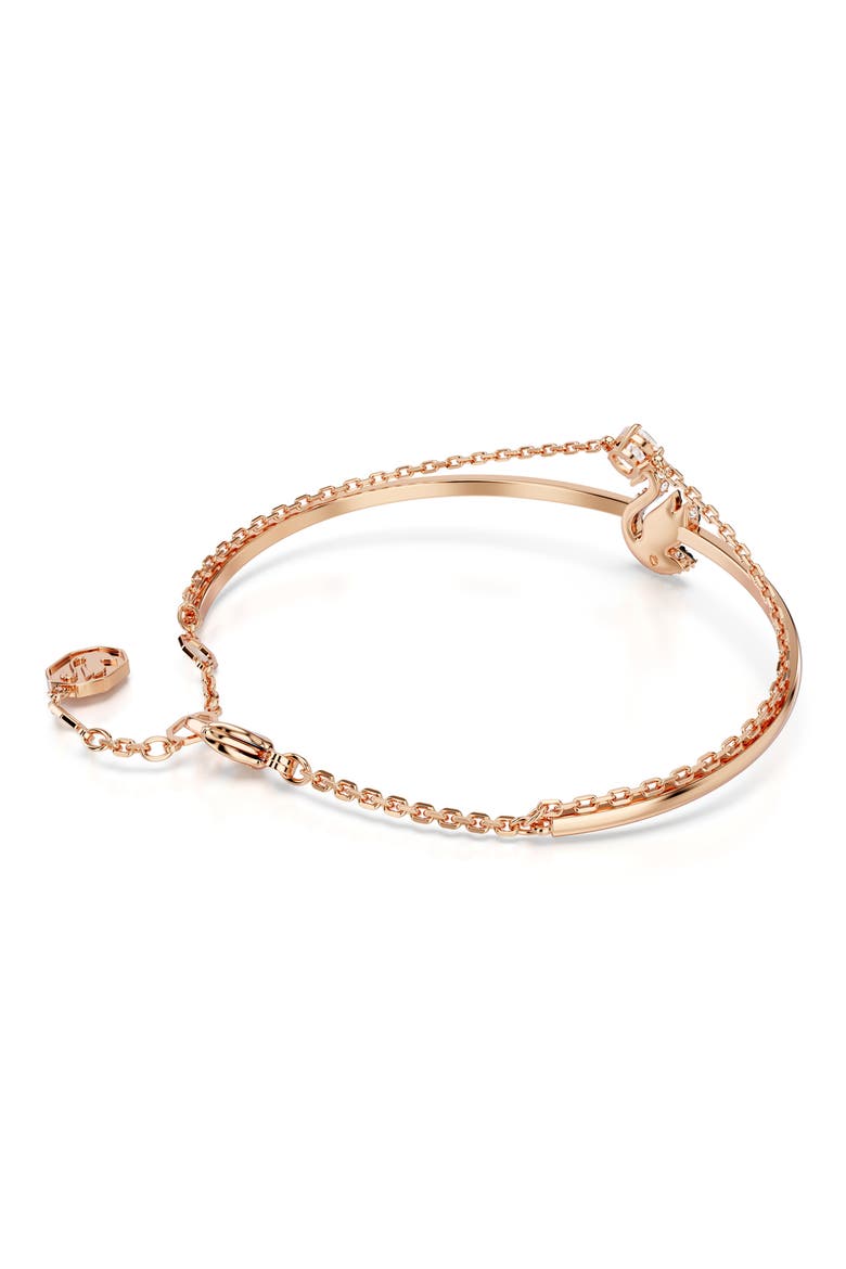 Crystal Swan Charm Bangle Bracelet, Alternate, color, BLACK/ ROSE GOLD