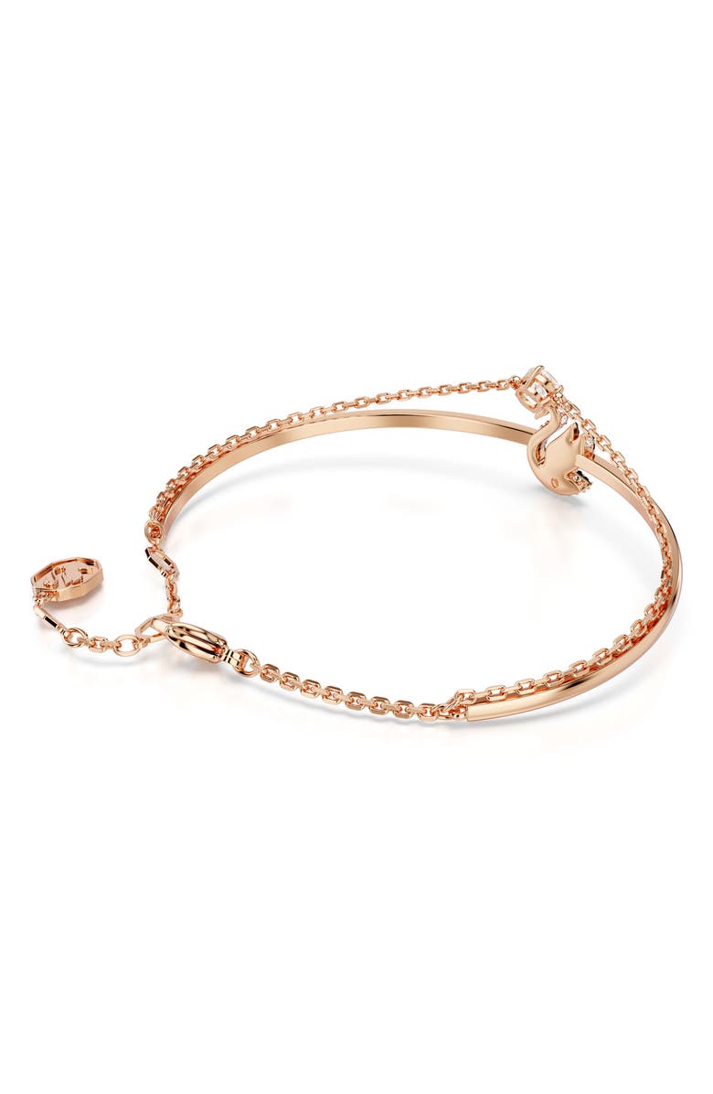Swarovski Crystal Swan Charm Bangle Bracelet, Alternate, color, Black/ Rose Gold