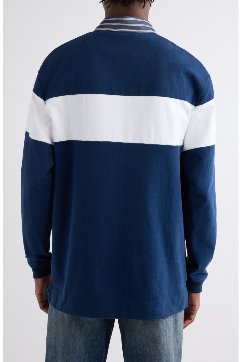 Erbero Organic Cotton Long Sleeve Rugby Polo, Alternate, color, NAVY/ WHITE