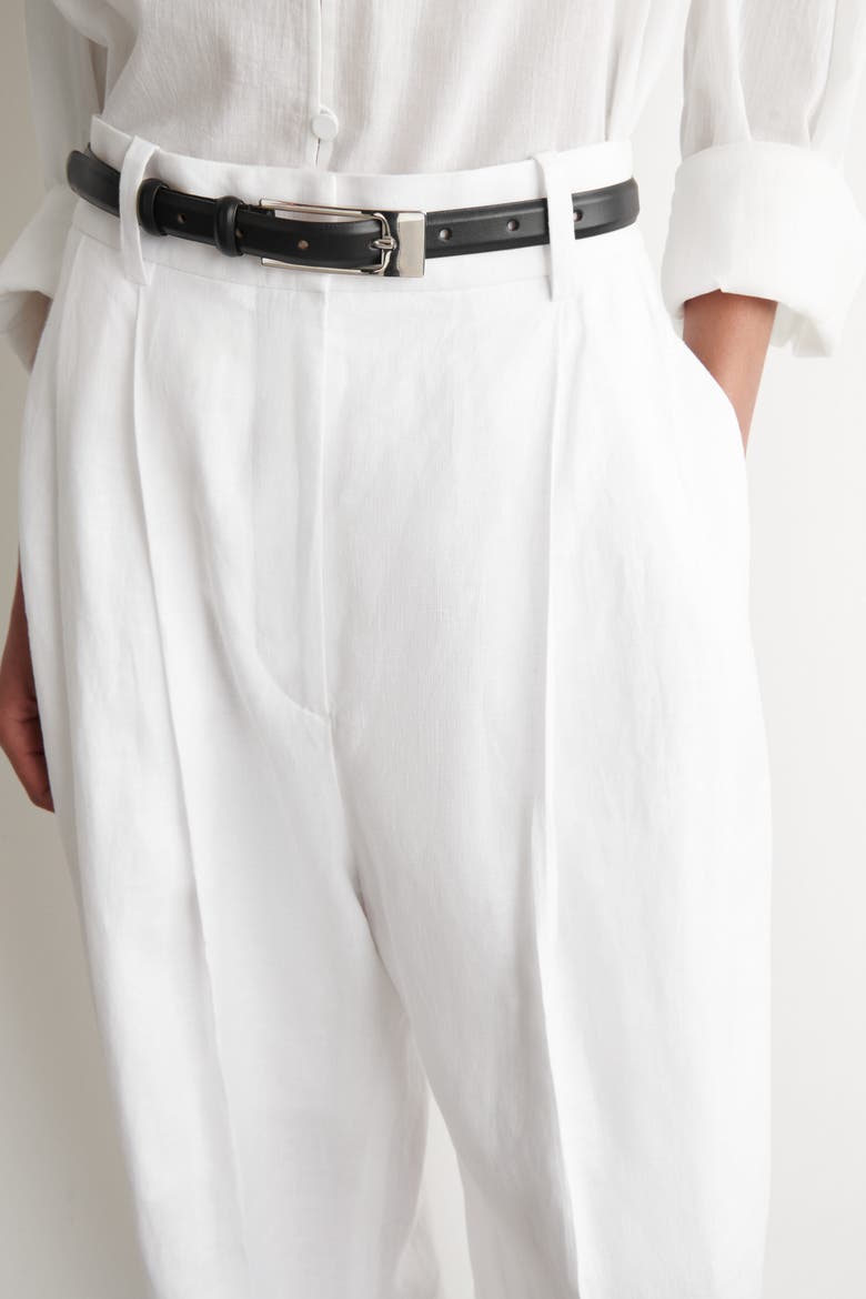 Tailored Linen Balloon-leg Trousers, Alternate, color, WHITE