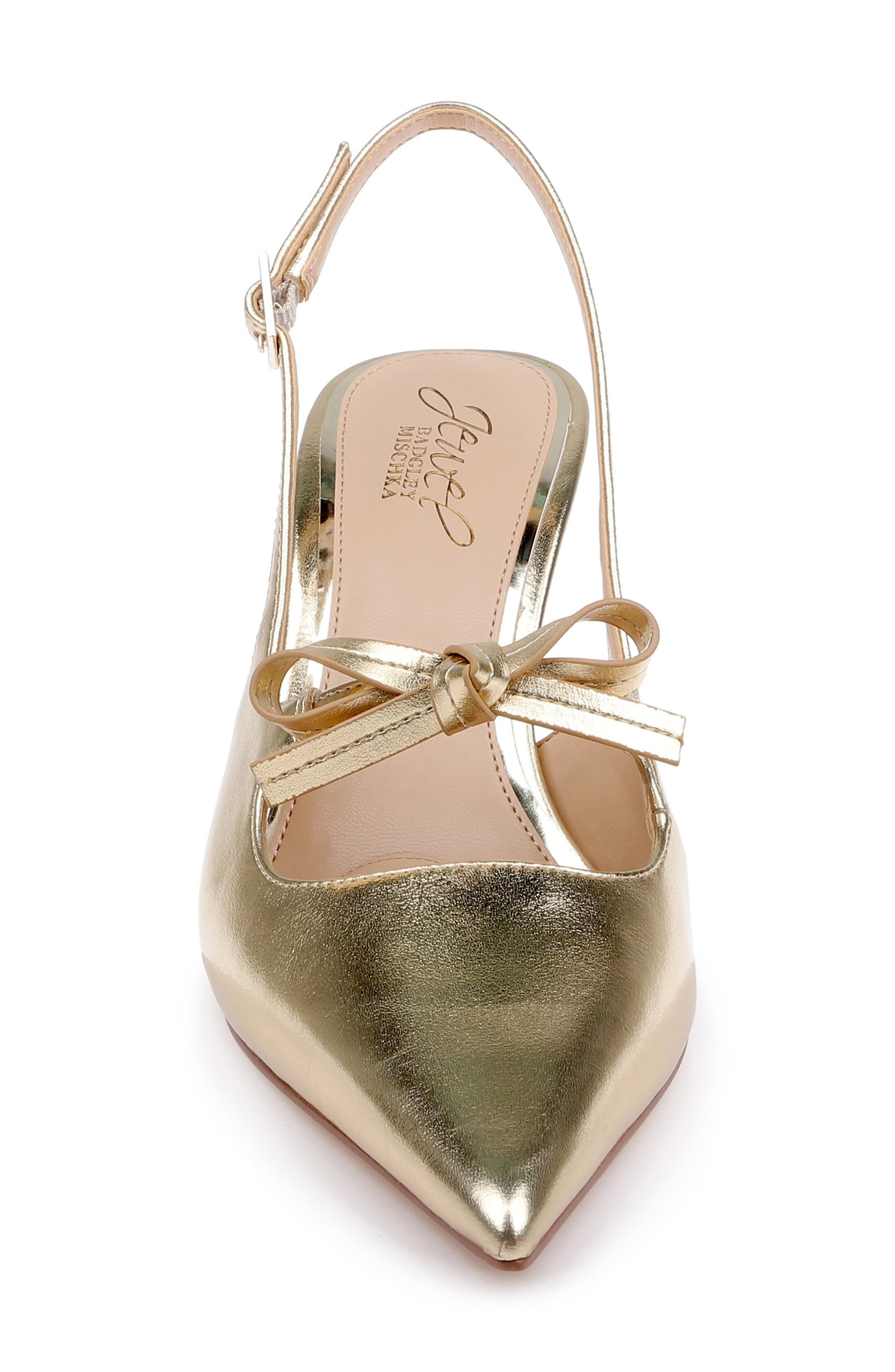 Zaya Pointed Toe Slingback Pump, Alternate, color, GOLD METALLIC