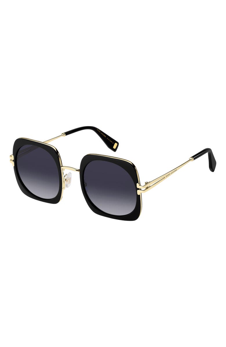 Marc Jacobs 53mm Gradient Square Sunglasses, Alternate, color, Black