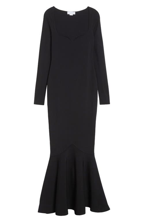 Stella Mccartney Long Sleeve Compact Knit Mermaid Gown In Black