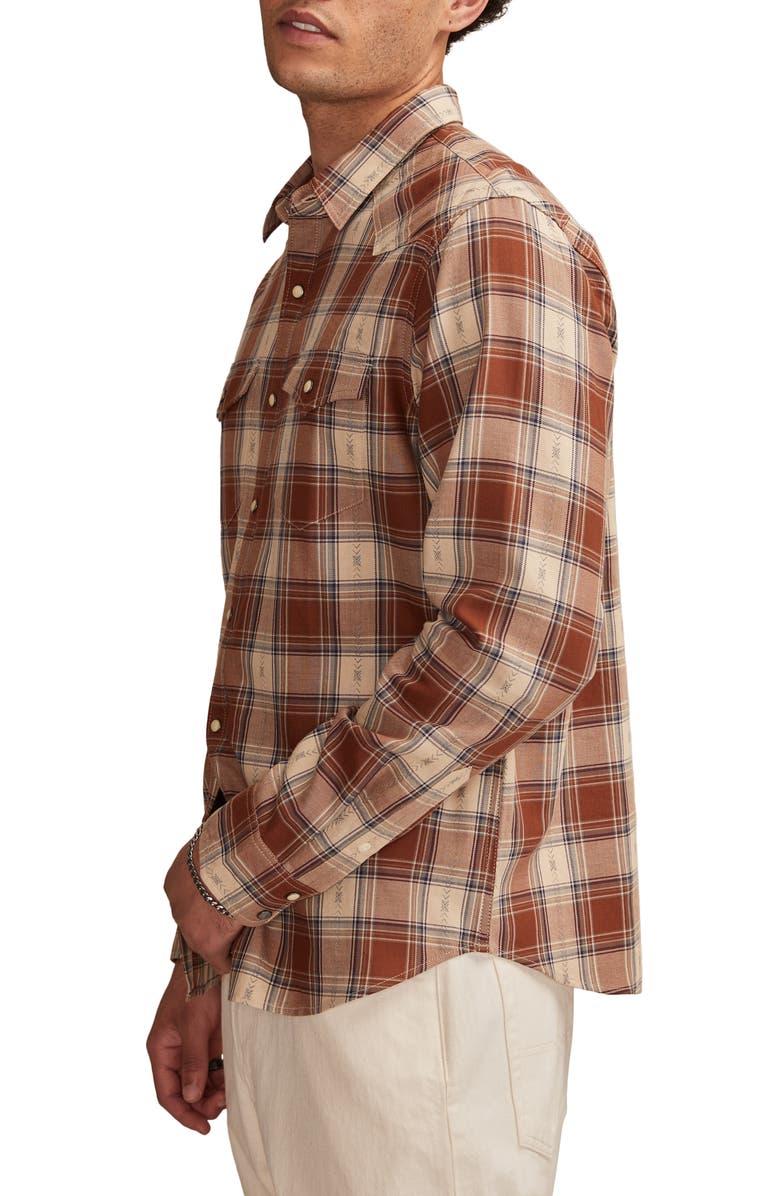 Lucky Brand Dobby Plaid Western Shirt, Alternate, color, Rust Multi