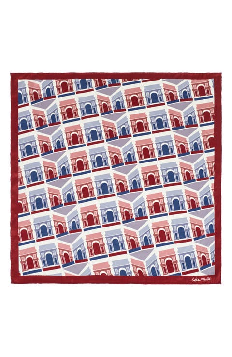 Square Arch Print Silk Bandana