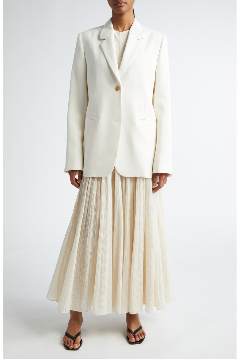 Semisheer Plissé Maxi Skirt, Alternate, color, MERINGUE