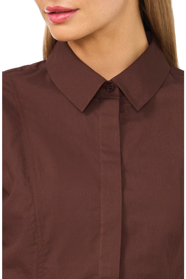 Princess Seam Button-Up Shirt, Alternate, color, CHICORY COFFEE