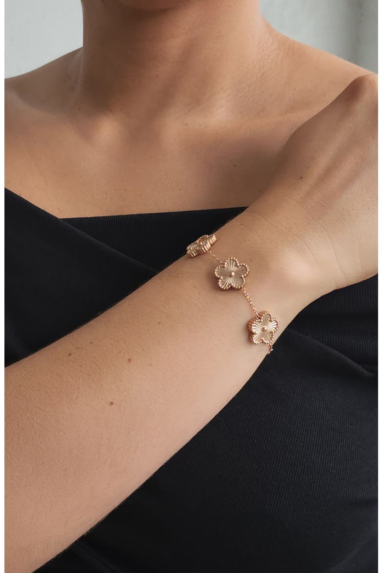 Beaded Flower Station Bracelet, Alternate, color, PINK