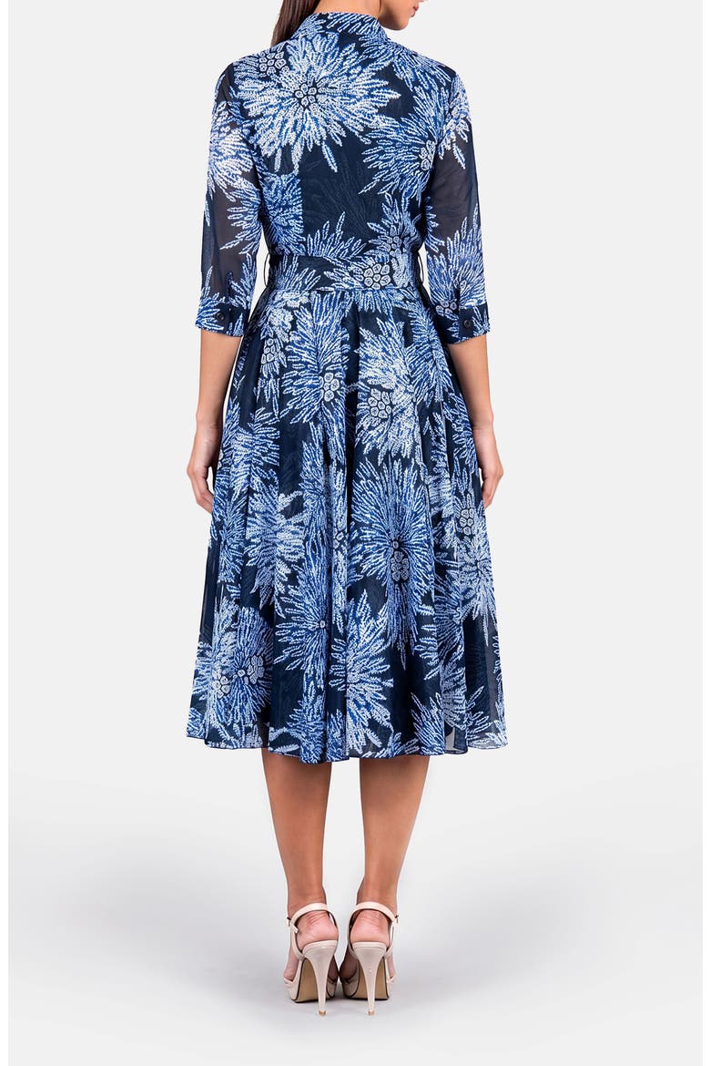 Shibori Belted Midi Shirtdress, Alternate, color, Indigo Blue